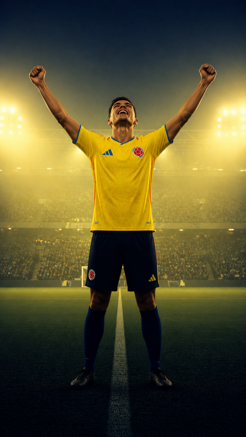 Silhouette of a player celebrating a goal